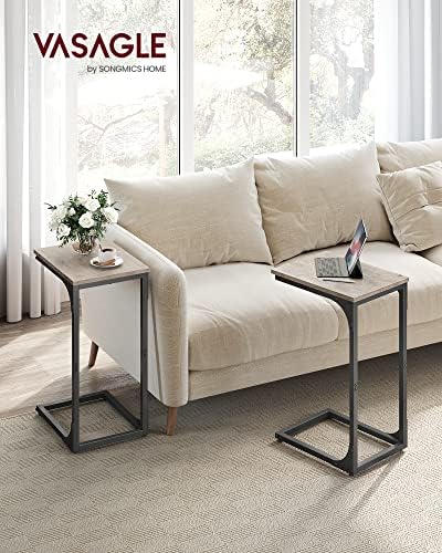 VASAGLE C-Shaped End Table Set of 2, Small Sofa Side Table with Metal Frame - Image 2