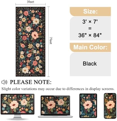 DUKINO 3x7 Kitchen Runner Rug, Washable Rug for Hallway Non Slip, Black - Image 2
