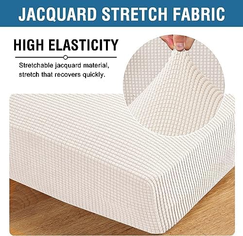 H.VERSAILTEX Super Stretch Individual Chaise Cover Sectional Couch Covers for L Shaped Sofa Both Left/Right Featuring Thick Jacquard Textured Twill Fabric (1 Piece Chaise Cover, Ivory) - Image 4