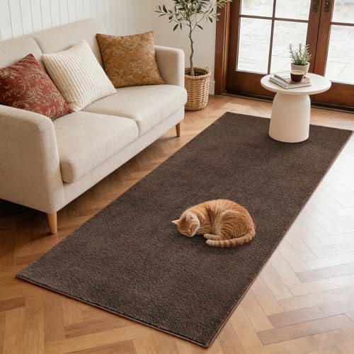 2x6 Pure Brown Runner Rug Non-Slip Washable for Hallway Kitchen Bedroom by FinRe%CC%80cHome