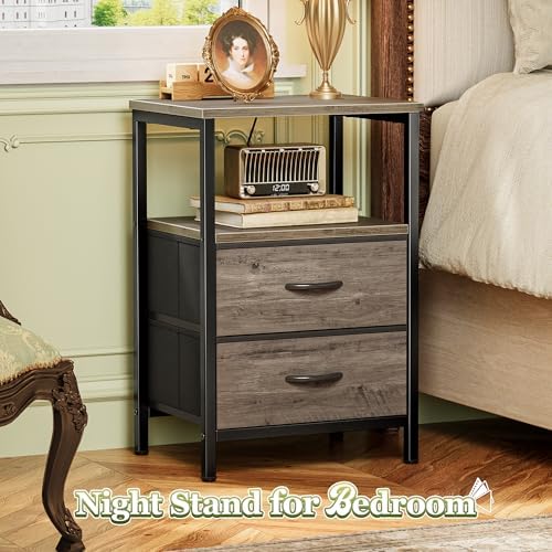 Huuger Night Stand Set of 2, Nightstand with 2 Drawers, Bedside Table - Image 4