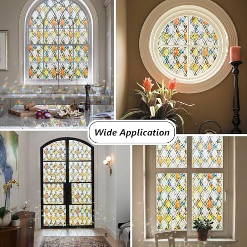 Window Privacy Film Stained Glass 45.2" x 78.7" Rainbow - Image 3