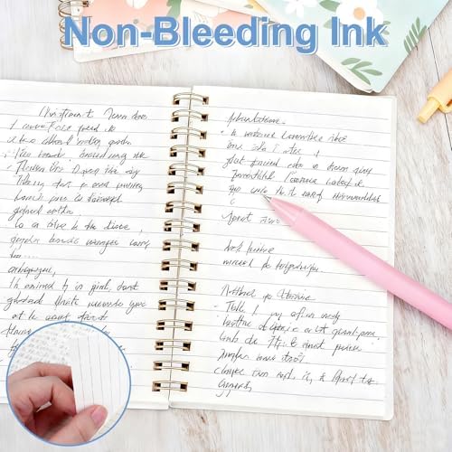 4pack A6 Spiral Notebooks with 4pcs Pens, 5.7x4.1 Inch Small College Ruled Notepads, 80 Sheets Mini Floral Journals Diary Memo Planner for Women Gift Office School Supplies (160 Pages) - Image 4