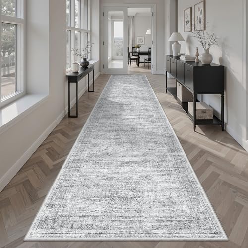 Soalmost Hallway Runner Rug 2'6" x 12' Washable Long Kitchen Rugs Grey by Soalmost