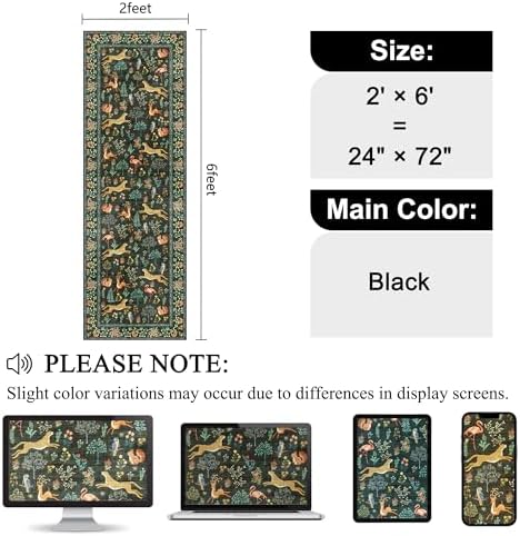 DUKINO 2x6 Runner Rug, Washable Animal Kitchen Rugs Non Slip, Black - Image 2