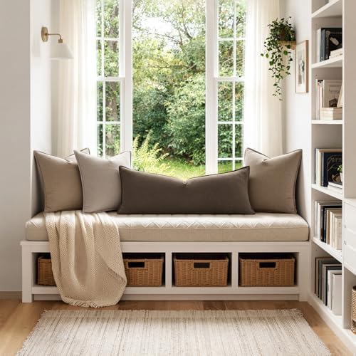MIULEE Decorative Linen Lumbar Pillow Cover 14x36 Inch Dark Coffee - Image 5