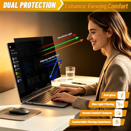 [2 Pack] 14 Inch Laptop Privacy Screen, Blue Light Filter - Image 3