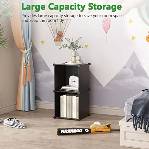 C&AHOME Modular Bookcase, 2-Cube Storage Organizer, Plastic Shelves, Black - Image 4