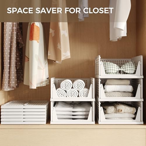 Pinkpum 6 Pack Closet Organizer Storage Bins Stackable Plastic Drawer Shelf - Image 3