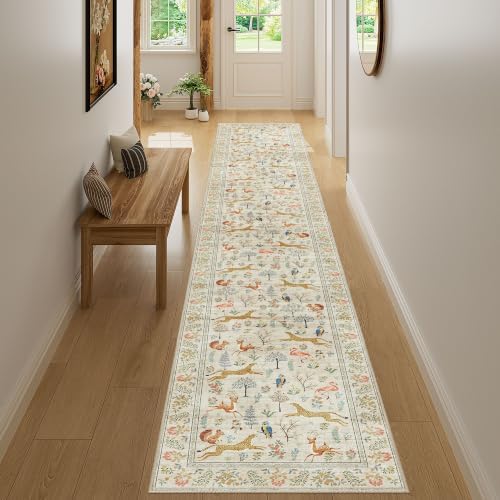DUKINO 2x12 Washable Runner Rug, Non Slip Animal Rug for Kitchen, Beige - Image 5