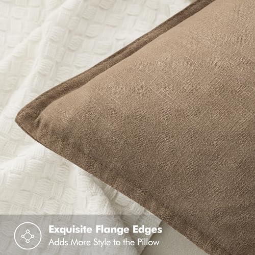 MIULEE Decorative Linen Pillow Covers 20x20 Inch Khaki - Image 2