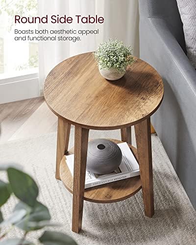 VASAGLE Round Side Table with Lower Shelf, End Table for Small Spaces - Image 4