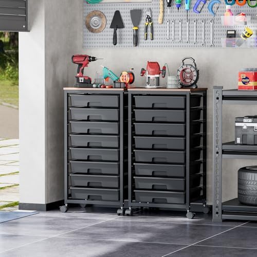 SYKIARIOL Rolling Storage Cart with Drawers, 8 Drawers Utility Cart,Black - Image 2