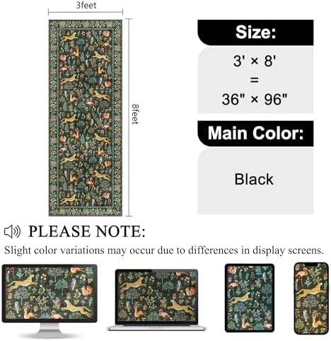 DUKINO 3x8 Runner Rug, Animal Washable Runner Rug for Kitchen, Black - Image 2