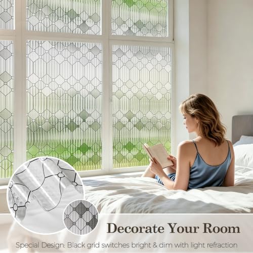 Sunbaby Reeded Glass Window Privacy Film, Frosted Static Cling,23.6"x78.7" - Image 2
