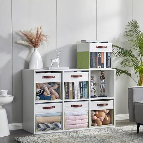 Bagnizer Storage Cubes, 4 Pack Linen Foldable Storage Bins (13 x 13 inch) with Clear Window and Handles, Fabric Organizer for Shelf Closet, Clothes, Books - (Green and White) - Image 5