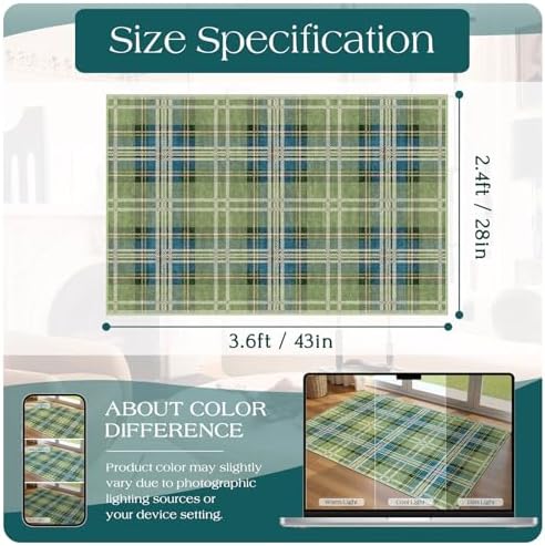Plaid Outdoor Rug - 28"x43" Front Door Mat Indoor Outside Entrance - Image 2