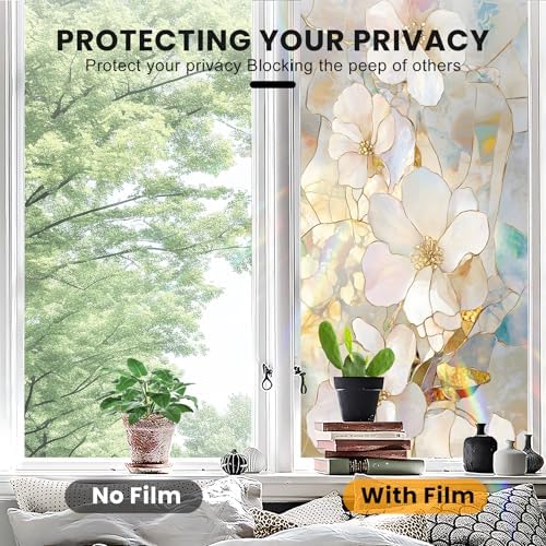 Stained Glass Window Privacy Film Static Cling - Rainbow Glass Decorative Sun Blocking Window Covering, Non-Adhesive Removable Stickers for Home & Office, 17.5" x 39.3" - Image 5
