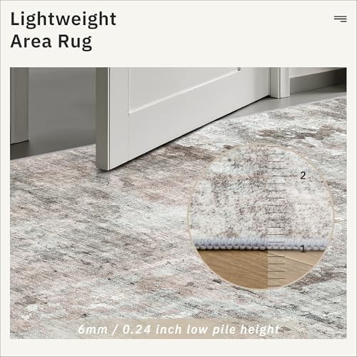 Soalmost 10x14 Area Rugs for Living Room Washable Rug Abstract Pink/Grey - Image 7