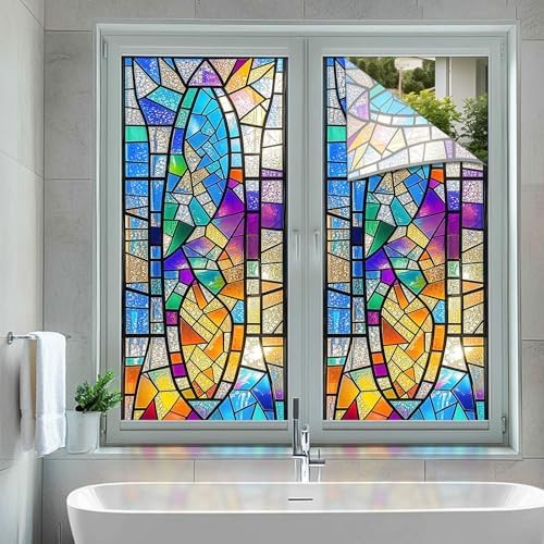 BlissYard Vertical Stained Glass Window Film 17.7x39.3 Inch PVC - Image 5