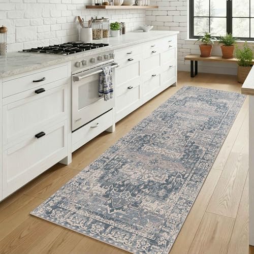 Rugxara 2x6 Washable Runner Rug for Hallway Kitchen Entryway, Blue - Image 2