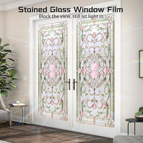 Window Privacy Film Frosted Glass Window Sticker Window Film Static Glass Cling Tint Non-Adhesive for Home Door Decorative Frosting Cover 17.5 X 78.7 inch - Image 3