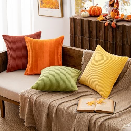 MIULEE Fall Decorative Throw Pillow Covers Yellow Orange Rust 20x20 - Image 3