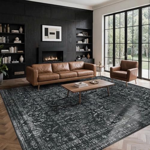 Rugxara Black 8x10 Area Rugs for Living Room Bedroom Large Washable Rug - Image 3