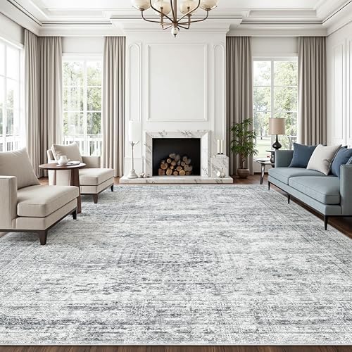 Soalmost 12x15 Washable Area Rugs Soft Living Room Rug Abstract Grey by Soalmost