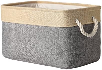 TheWarmHome Storage Basket - 15.7L×11.8W×8.3H 1 Pack Large Baskets for Organizing Shelves, Storage Bins for Clothes Book Shelf Home Fabric Storage Cubes (Gold and Grey) by TheWarmHome