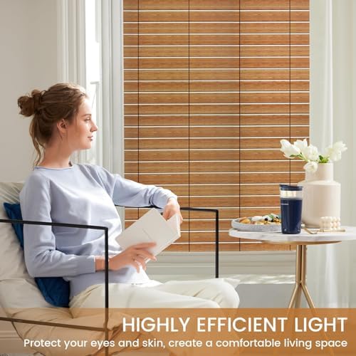 DKTIE Faux Wood Blinds Pattern Window Privacy Film 29.5" x 78.7" - Image 2