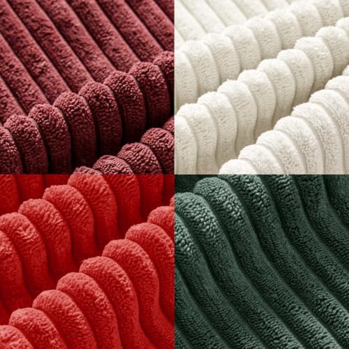 MIULEE Corduroy Decorative Throw Pillow Covers Christmas Red White 18x18 - Image 6
