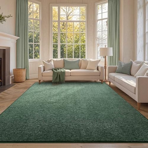 7x10 Large Green/White Area Rug Non-Slip Washable for Living Room Bedroom by FinRe%CC%80cHome