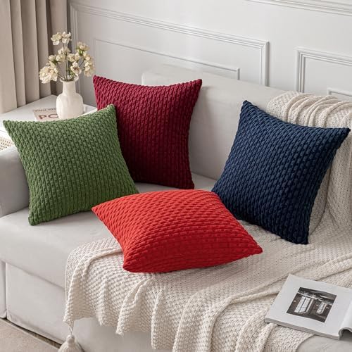 MIULEE Decorative Throw Pillow Covers 16x16 Moss Green Textured Corduroy - Image 4