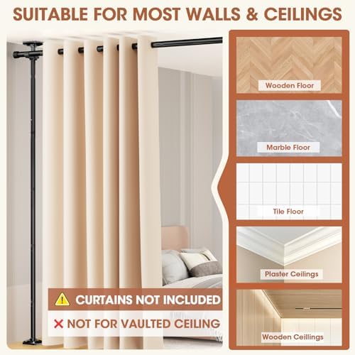 SUNALLY Room Divider for Separation 28-114in(W) Privacy Wall Divider, Black - Image 4