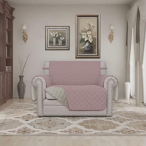 Easy-Going Reversible Couch Cover, Oversized Chair, Pink/Beige - Image 2