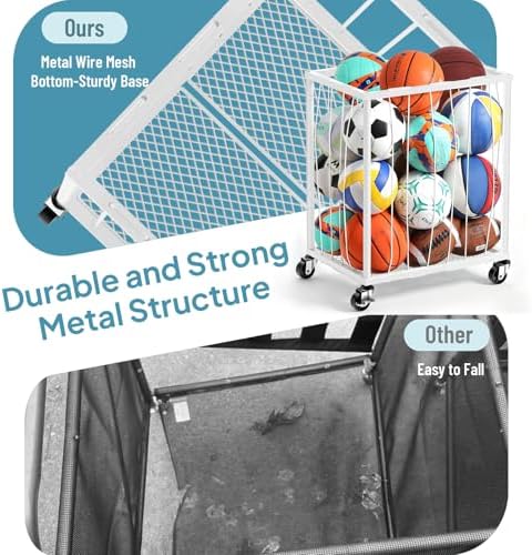 TomCare Garage Ball Storage Rack, Rolling Sports Cart with Lockable Wheels - Image 5
