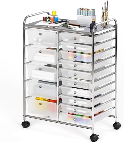 Simple Houseware 15 Drawers Rolling Utility Cart Art Craft Storage, Chrome by SimpleHouseware