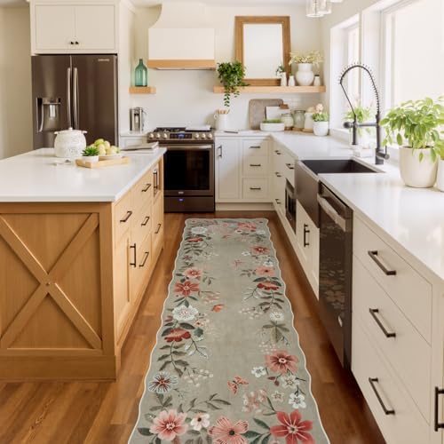 Lahome Floral Runners for Hallways, 2'6''x8' Kitchen Runner Rug Non Slip by Lahome