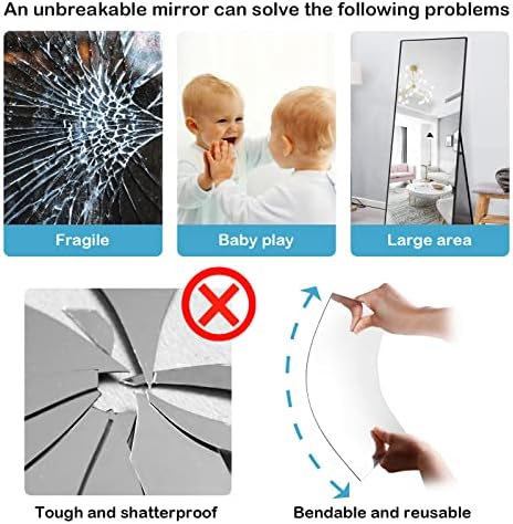 SLDIYWOW Wall Mirror Full Length, 4Pcs Full Body Mirror for Bedroom, Safety Unbreakable Mirror Great for Baby Kids Toddler, Full Body Mirror Tiles for Bedroom, Home Gym, Living Room - Image 4