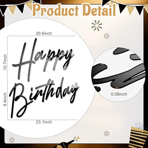 Yousoontic Happy Birthday Sign for Backdrop, 23 x 20 Inch, Classic, Black - Image 2