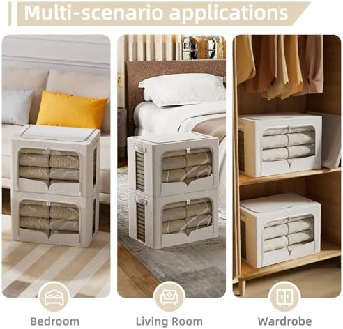 FHSQX 3 Pack Clothes Storage Bins with Metal Frame - Image 2