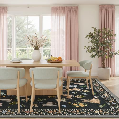 Soalmost Dog 9x12 Area Rugs for Living Room, Washable Animal Soft Rug Black - Image 4