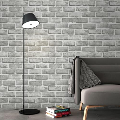 Guvana Grey Brick Wallpaper Peel and Stick Wallpaper 3D Brick Contact Paper Self Adhesive Wallpaper for Bedroom Modern Removable Wall Paper Vinyl Film Decor Backsplash Walls 17.3"×118" by Guvana