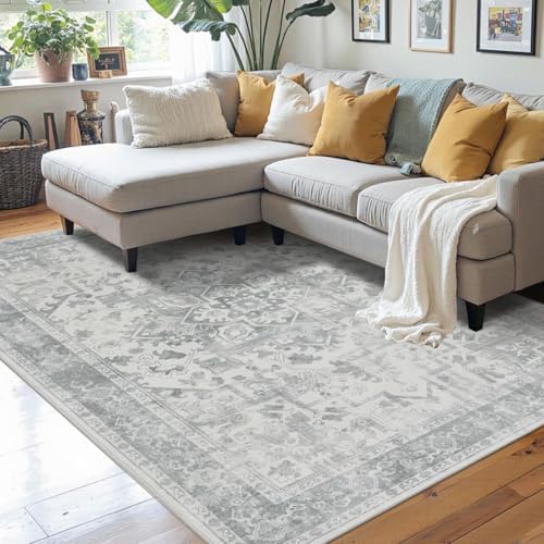 Rugxara 4x6 Vintage Boho Washable Rug for Bedroom(Grey) - Image 3