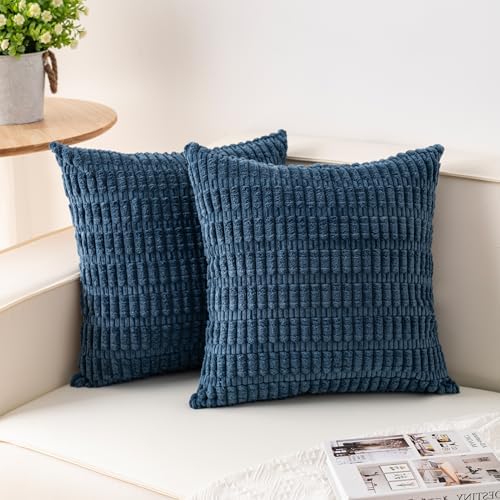 Aegero Pack of 2 Corduroy Decorative Throw Pillow Covers 18x18 Inch, Teal by Unknown