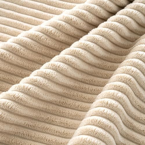 MIULEE Soft Corduroy Decorative Throw Pillow Covers Beige 20x20 - Image 3