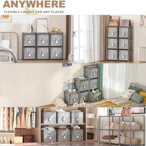 LUKYTOWER Cube Storage Organizer Shelf + 6 Bins + Labels - Image 4