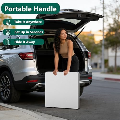 4ft Folding Table with Adjustable Height, Heavy Duty Fold-in-Half Plastic Table with Steel Legs, Portable for Indoor, Outdoor, Picnic, Camping, Dining, Party, White - Image 6