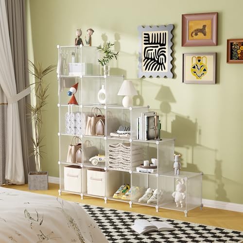 AWTATOS Cube Storage Organizer, 16 Cube Closet Organizers, Clear - Image 3